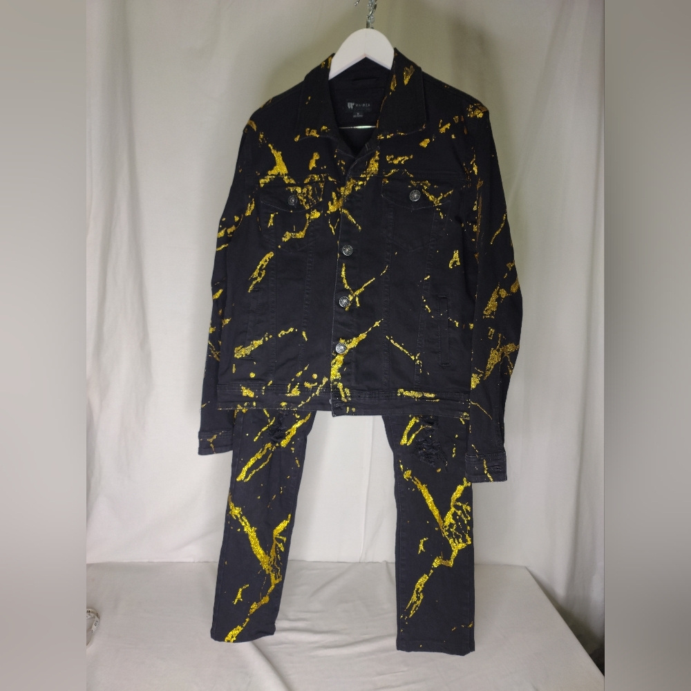 Waimea Black and Gold Men's Jeans 32/32And Jacket S